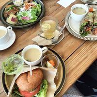 Main dishes: burger, wrap and teishoku at Modernark in Kobe