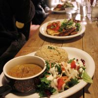 Vegan dinner plates at Modernark in Kobe