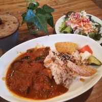 curry rice and salad at Modernark in Kobe