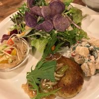 Small portion vegan set meal with small soup ..expensive for small size but yum at Modernark in Kobe