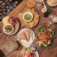 Nachos and guac, taco salad at Modernark in Kobe