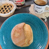 Roll and Tarte by the bakery. Did you know, that they do have plant Based Nutella in Italy, already?  at Forno Integrale in Sirmione