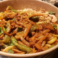 Cocunut Curry Noodles (Delicious but heavy and too easy to eat) at Atza Sushi Bar in Rosh Pina