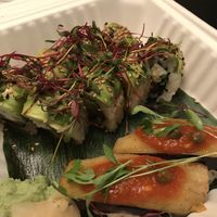 River roll and Eggplant nigiri at Mitate in Portland