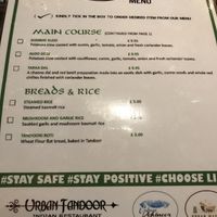 Dedicated vegan menu at Urban Tandoor in Bristol