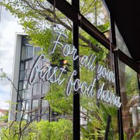Interior-windows and slogan at I'm Your Vegan in Chiang Mai