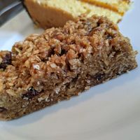 Vegan flapjack at The Old Barn Coffee Shop in Auchtermuchty