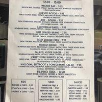 Menu  at Wackoz  in Downpatrick