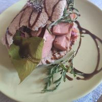 Sandwich mit veganen Würstchen at Lassaneria in Lassan