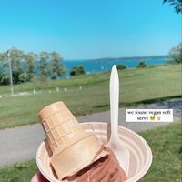 vegan chocolate vanilla swirl soft serve 🍦  #Veganuary at Curbside Comforts in Gorham