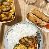 Spring Rolls; Vegan Duck with Curry at Phở Hà Nội in Linz