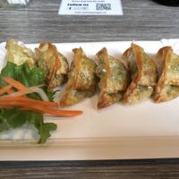 6 fried dumplings; wheat, soy, sesame:  at EatHappy Vegan in Oslo