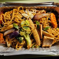 Noodles with veg and tofu at EatHappy Vegan in Oslo