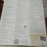 Speisekarte at Park Café in Munich