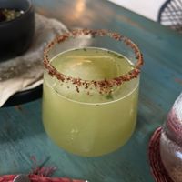 West Side Rickey. Cucumber, lime, mint syrup. Very refreshing.  at El Armadillo Mazunte in Mazunte