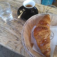 Vegan croissant and espresso at D'Angelo Caffè & Gastronomia in Rome