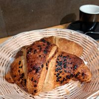 Cornetti with two different flavours, one chocolate and the other lemon and ginger at D'Angelo Caffè & Gastronomia in Rome