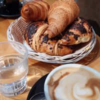 Cappucino and cornetti at D'Angelo Caffè & Gastronomia in Rome