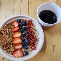 Hot Oatmeal Breakfast bowl at Drift Cafe in Newport