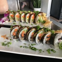 Spider roll (back) and LBC roll (front)  at Vegan Castle in Long Beach