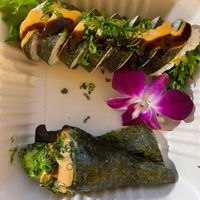 hand roll & long beach roll  #Veganuary at Vegan Castle in Long Beach