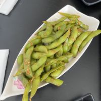 Spicy edamame   at Vegan Castle in Long Beach