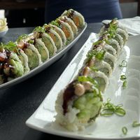 Vegetable tempura roll and avocado cucumber roll   at Vegan Castle in Long Beach