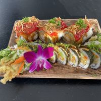 Dragon and Spider rolls.  at Vegan Castle in Long Beach
