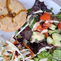 Pie and salad at Compton Acres Cafe in Poole