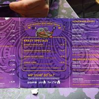 Menu at KrazyKitchen in Vienna