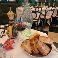 Bread with (cold!) red wine at Villa Capri in Madrid
