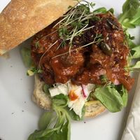 Seitan ‘bolognese’ style ciabatta  at Zondag in Maastricht
