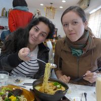 Enjoying our Loving Hut Sinyi lunch :) at Loving Hut - Songde Rd in Taipei