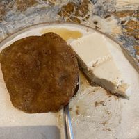 Cheese cake dessert with corn tostada  at Hoy in Paris