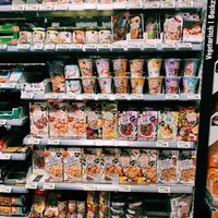 Dry vegan options. Things like oatmeal, sweeteners, special flours, just add water meals, etc.  at Coop Zürich Stadelhofen in Zurich