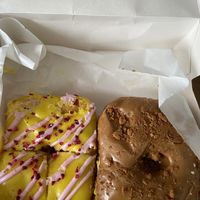 Passion fruit / biscoff and cookie dough 😍  at The Doughnut Whisperer in Chester