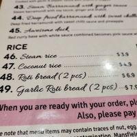 Menu at Mansfield Thai in Mansfield