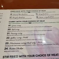 Menu at Mansfield Thai in Mansfield