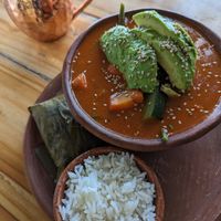 Traditional pepián with mini tamale at Maracuyá in Flores