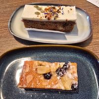 Carrot Cake and a Blueberry Bakewell Slice at The Cove in Robin Hoods Bay