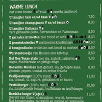 Lunch kaart at Paviljoen Genneper Parken in Eindhoven