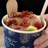 Berry Bliss Açaí Bowl with added peanut butter   at Buddha-Full - Lonsdale in North Vancouver