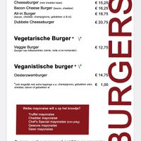 Menu kaart, maar er is ook vegan mayo at Uffie's in Zutphen