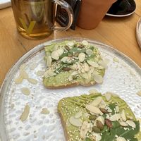 Avocado Toast with arugula and seeds + green tea   at Stolia in Shkoder