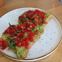 Avocado and tomato soup at Stolia in Shkoder