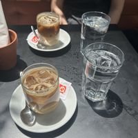 Iced lattes with plant-based milkk  at Stolia in Shkoder