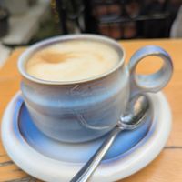 Cappuccino with oat milk (also decaff available) at Stolia in Shkoder