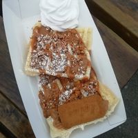 Absolutely gorgeous Lotus Biscoff waffles on a rainy day! Drool! at Flossie's in Gwynedd