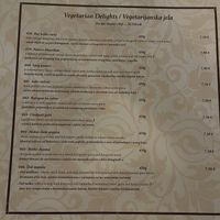 Some vegetarian options  at Masala Art in Podgorica