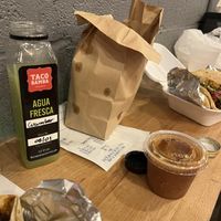 Aqua fresca, chips, salsa   at Taco Bamba in Arlington
